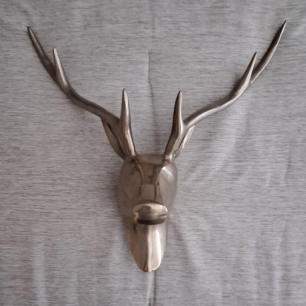 Pottery Barn Silver Steel Deer Head Wall Mount